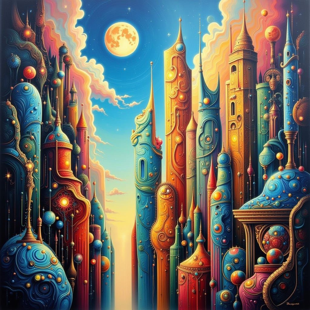 Abstract Liminal Skyscrapers in Neural Overdrive Style