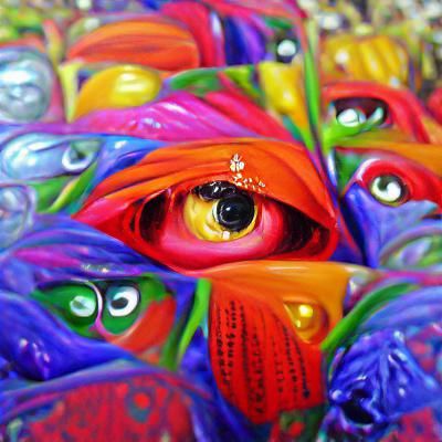 Vibrant All-Seeing Eyes: A Colorful, Detailed Painting