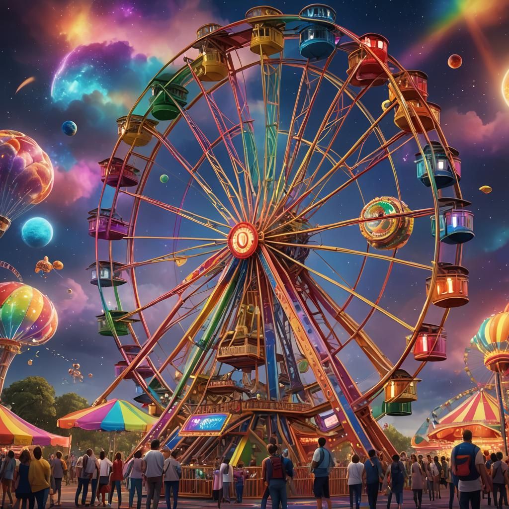 Rainbow Ferris Wheel at Cosmic Carnival