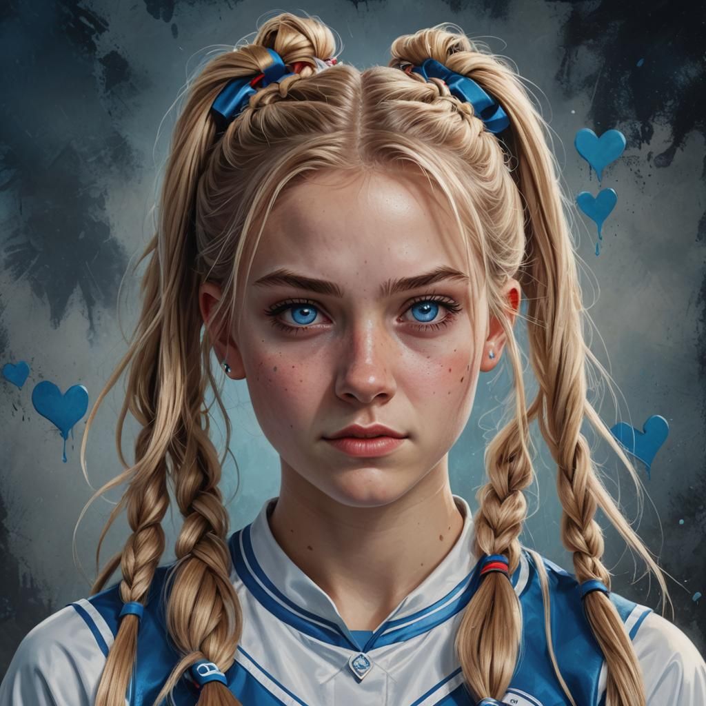 Hyperrealistic Portrait of a Sneering Cheerleader