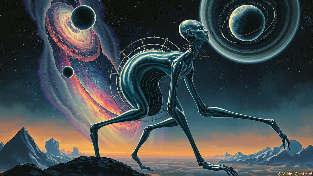 Ethereal Alien in a Sci-Fi Landscape