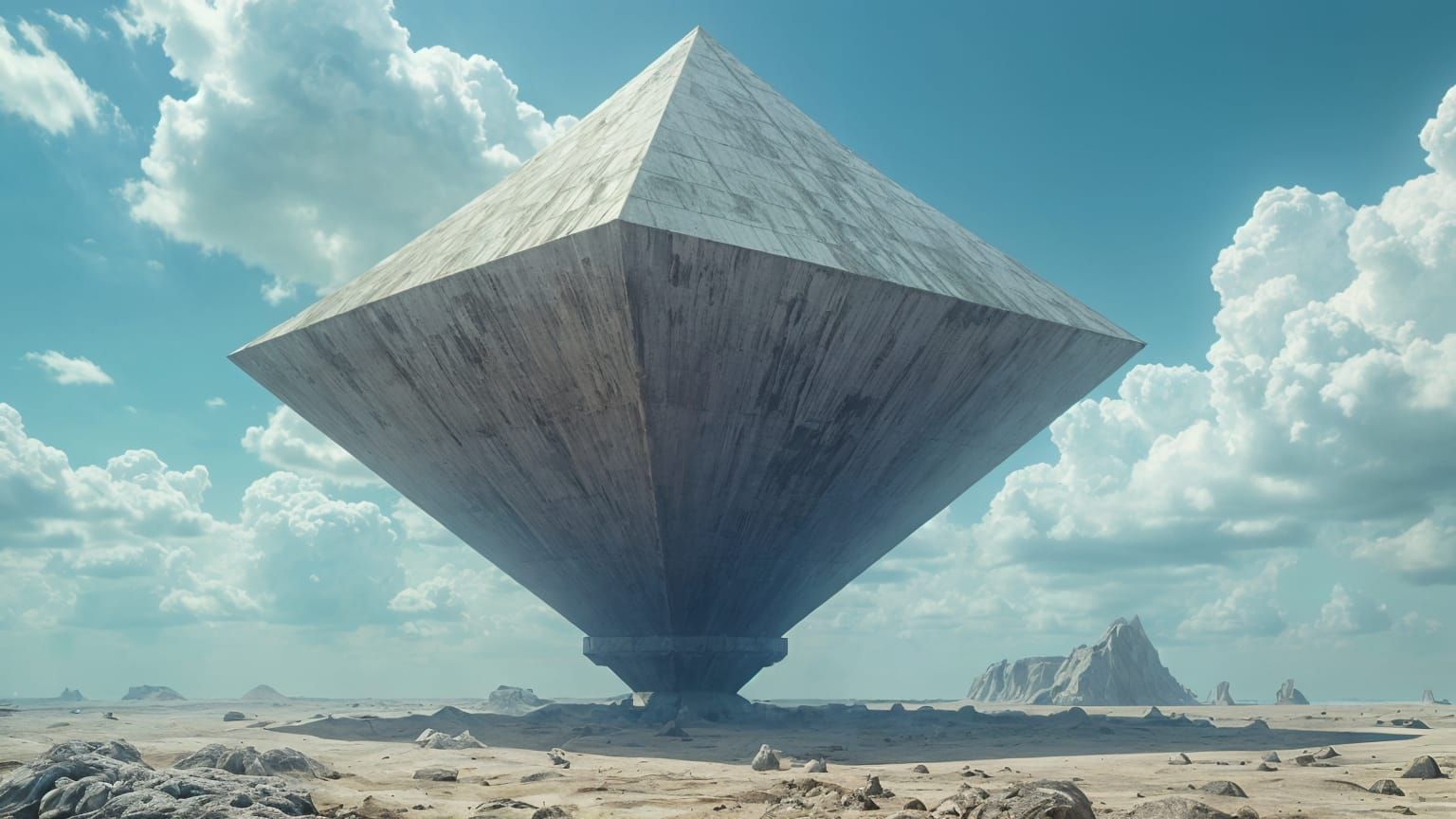 Gigeresque Brutalist Sculpture Installation in a Vibrant Blu...