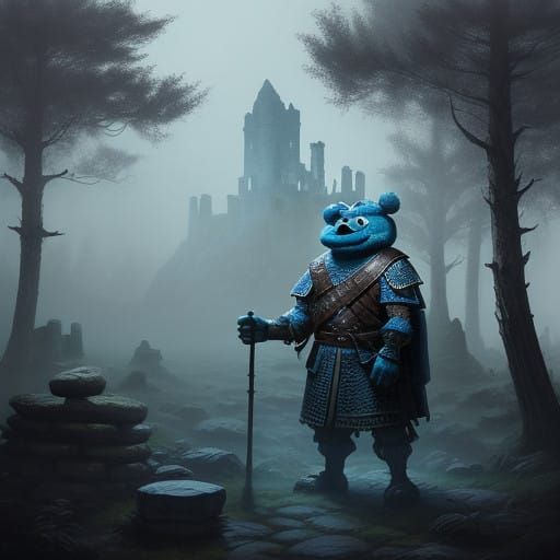 Medieval Cookie Monster Lost in Mystical Forest