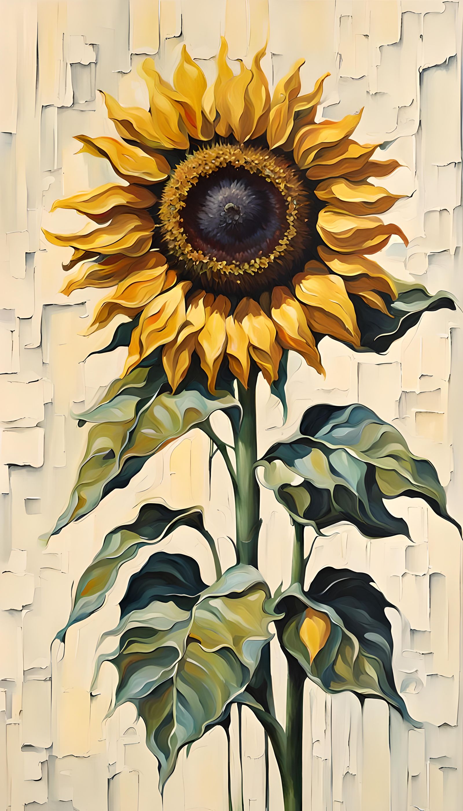 Yellow Sunflower Impasto Oil Painting