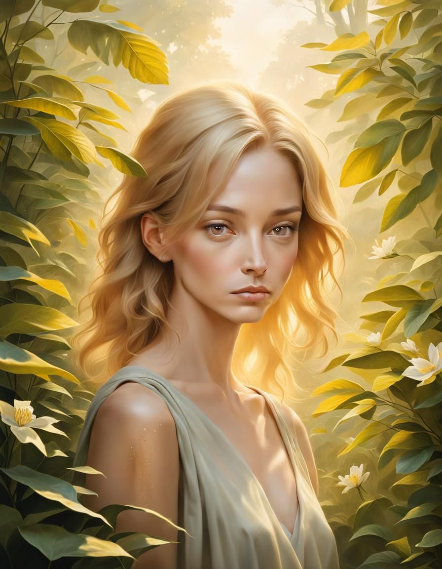 Stunning Woman in Golden Light: A Portrait of Serenity