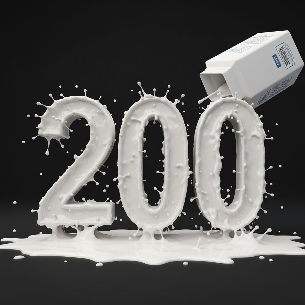 Milk Number 200 in Gleaming 3D Style