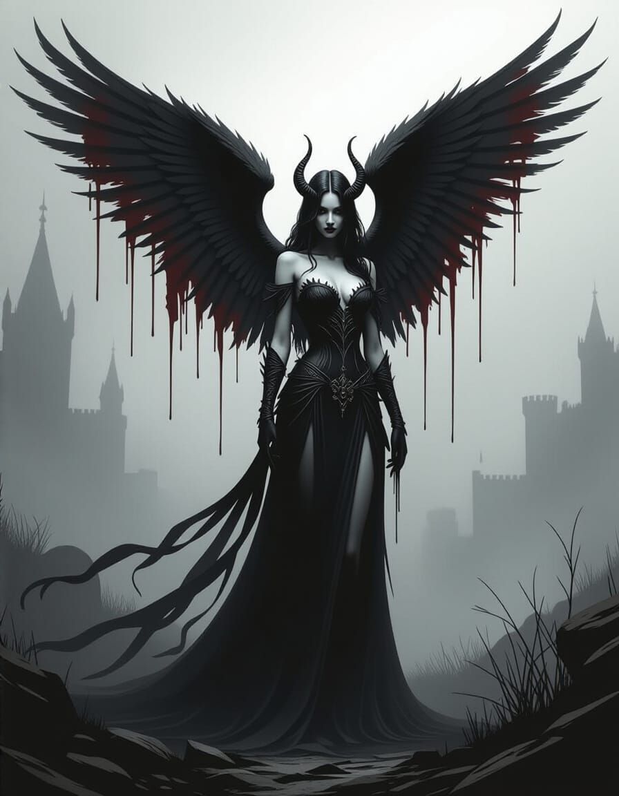 Dark Winged Angel of Horror and Evil