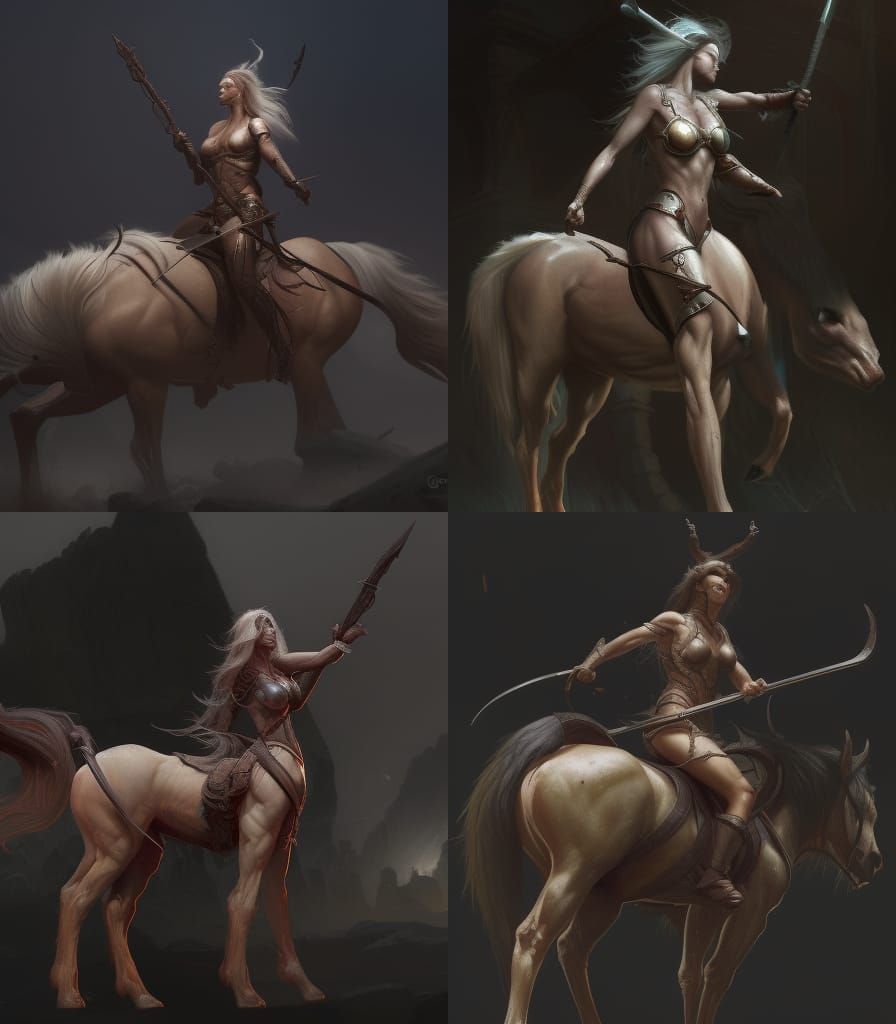 Female Centaur Warrior in Dark Fantasy Style