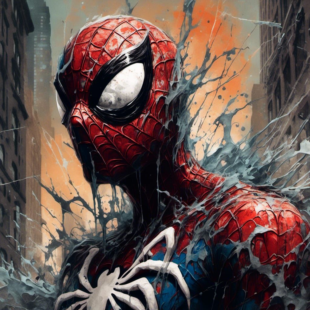 Spider-Man and Venom in Graffiti Comicbook Style