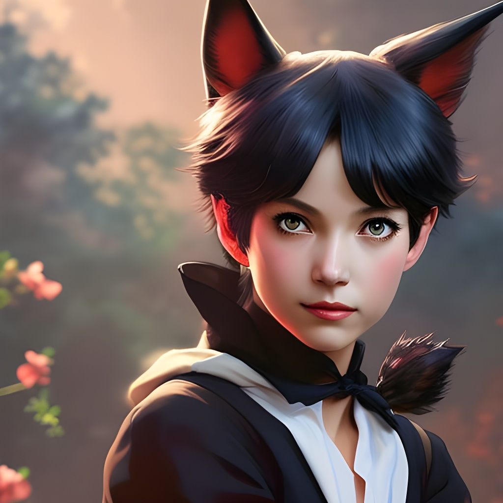 Kiki's Delivery Service Portrait in Art Nouveau Style