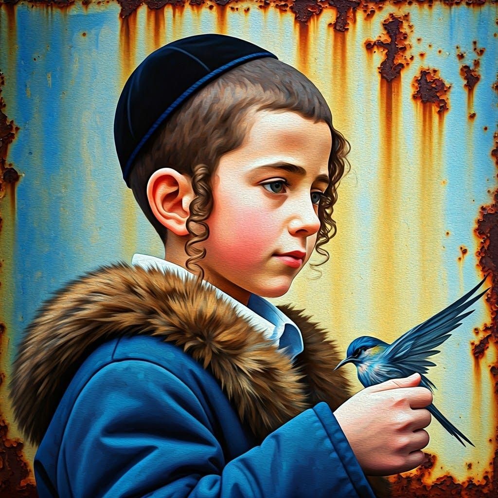 Inspirational Hasidic Portrait in Neo-Expressionist Style