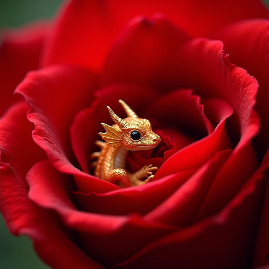 Golden Dragon in Rose, Macro Photography