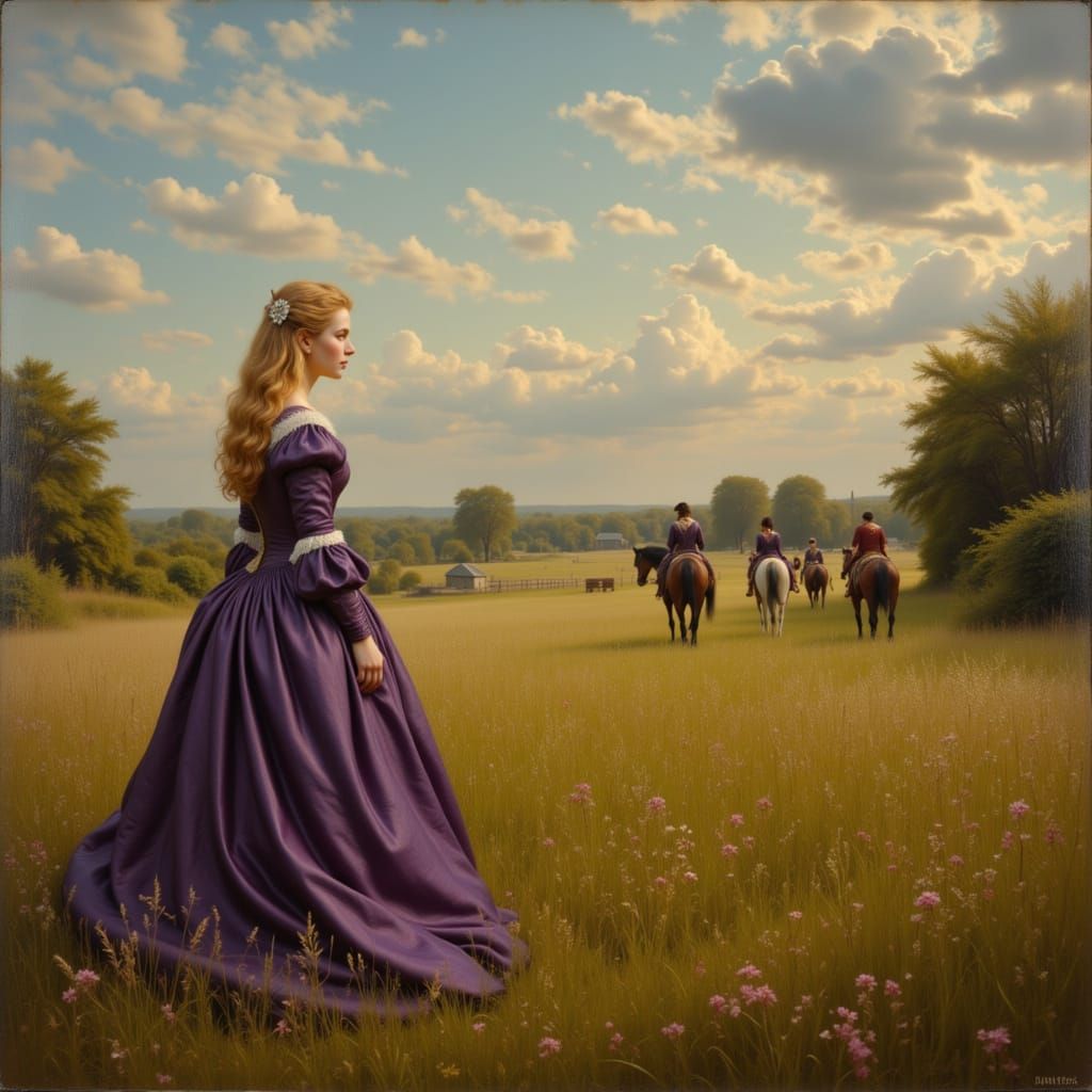 Baroque Beauty in Golden Hour Meadow