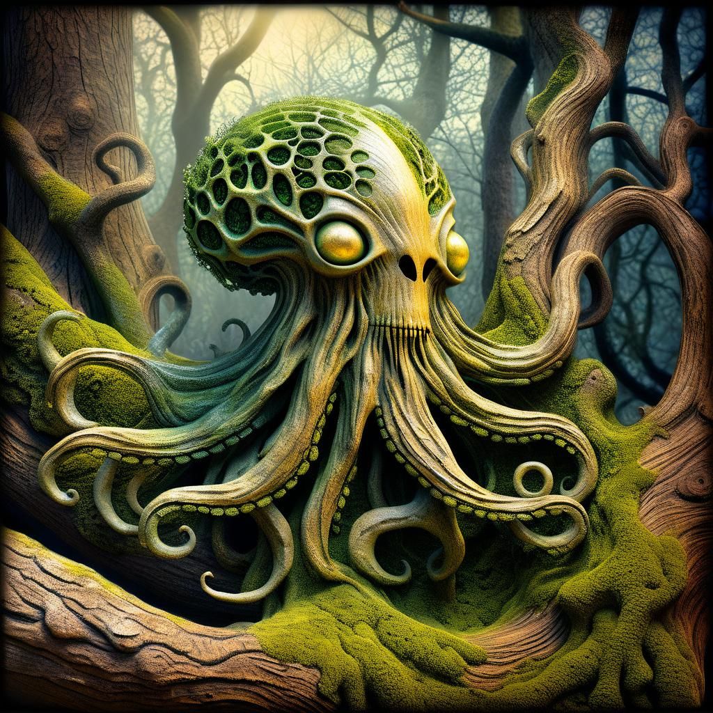 Oak Dryad Nymph in Psychedelic Art Style