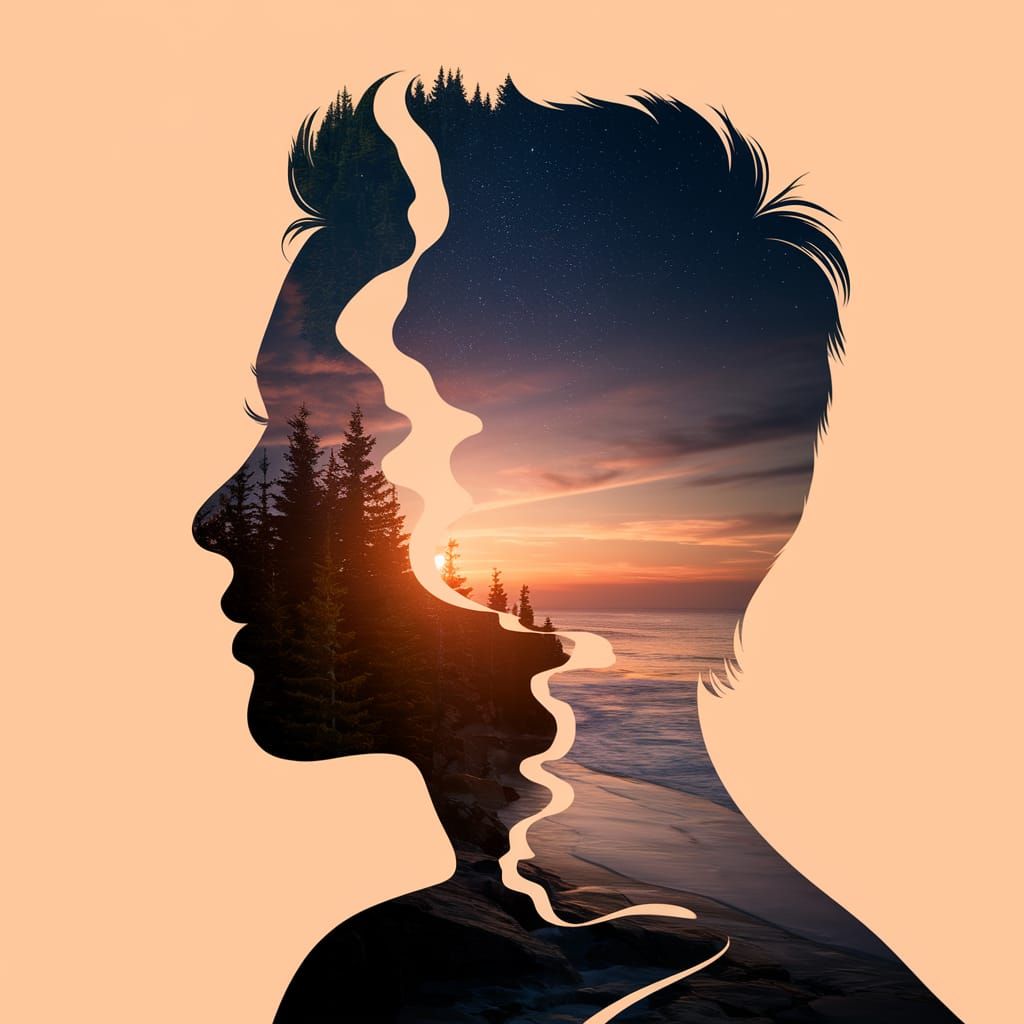 Surreal Cityscape Portrait Merges Forest, Ocean, and Starry ...