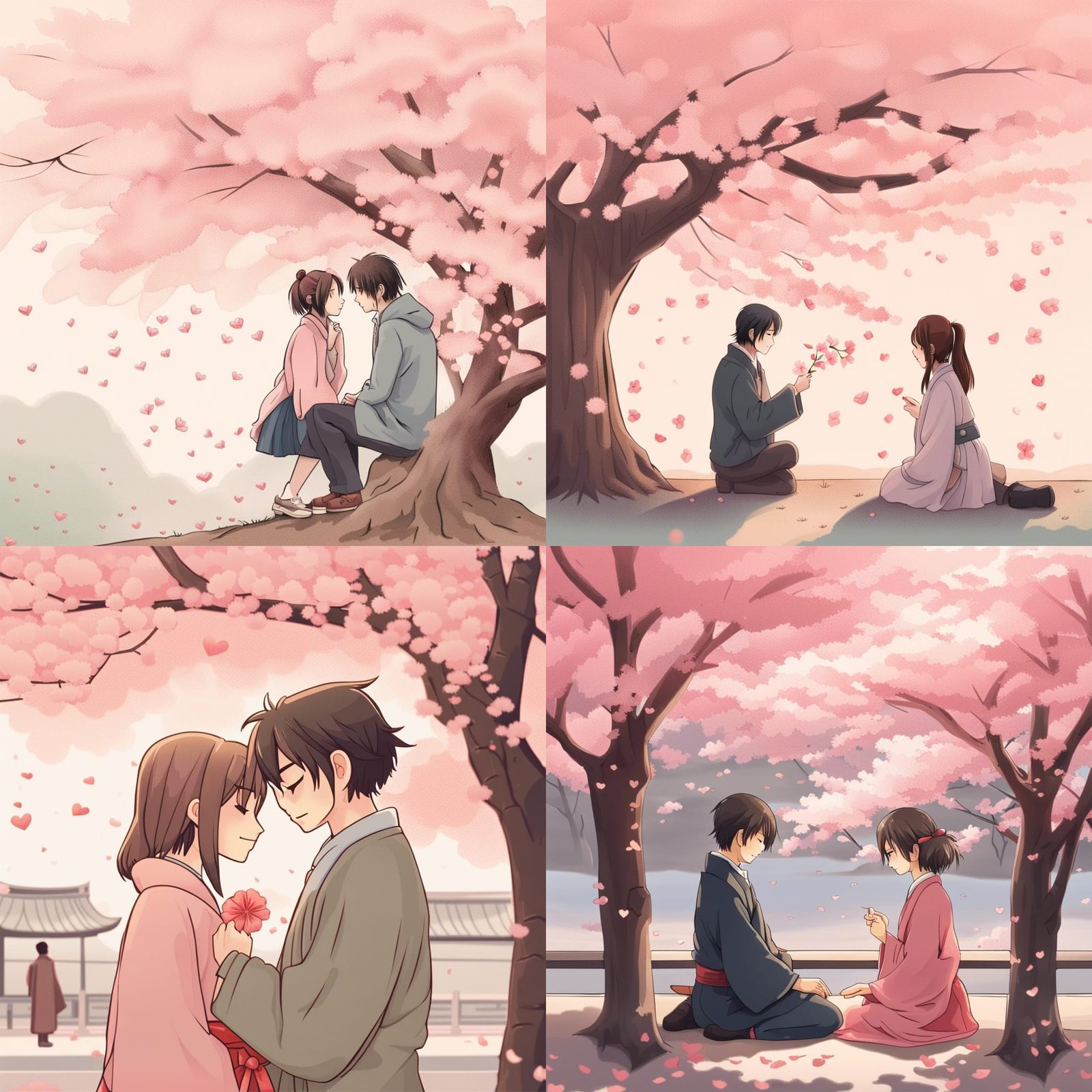 Romantic Confession Under a Sakura Tree