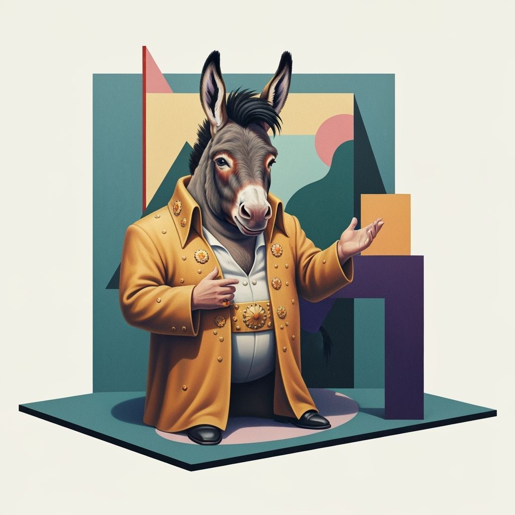 Donkey Pig as Elvis in Abstract Cubism Style