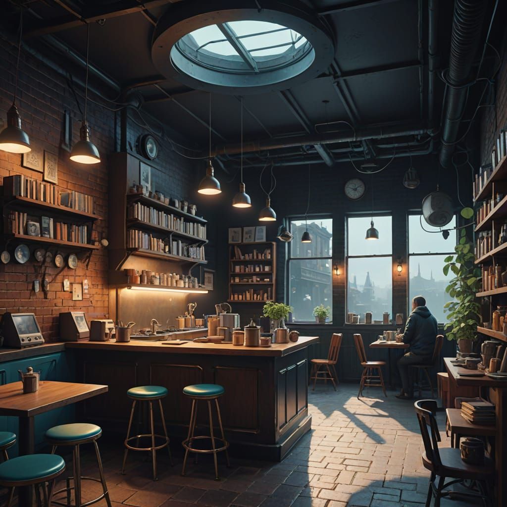 Whimsical Fantasy Cafe in Rich, Earthy Tones