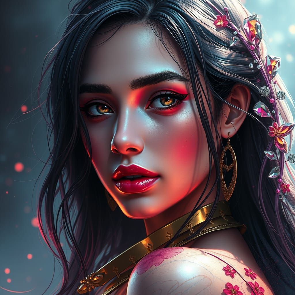 Ethereal Gloria Portrait in Triadic Colors