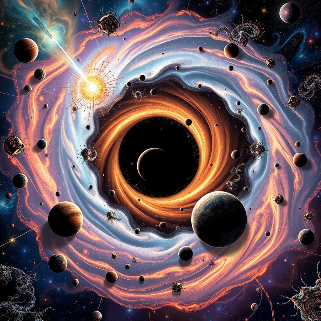 Galactic Vortex in Cosmic Collision, Swirling Black Hole and...