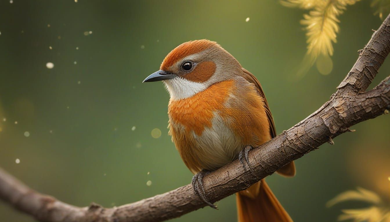 Yellow-Chinned Spinetail Bird Splash Art Close Up