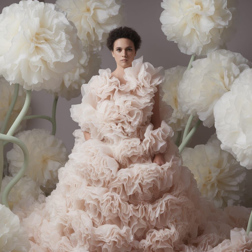 Ethereal Goddess Amongst Oversized White Blossoms