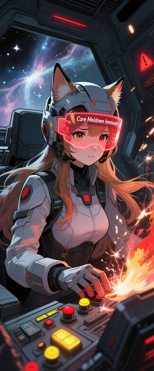 Sci-Fi Lynx Pilot Facing Core Meltdown