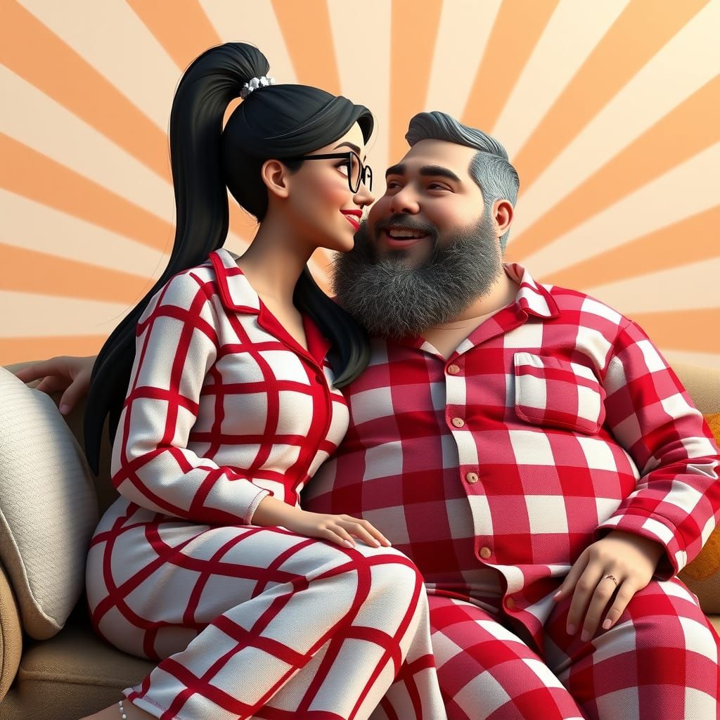 Couple's Tender Moment as 3D Digital Art