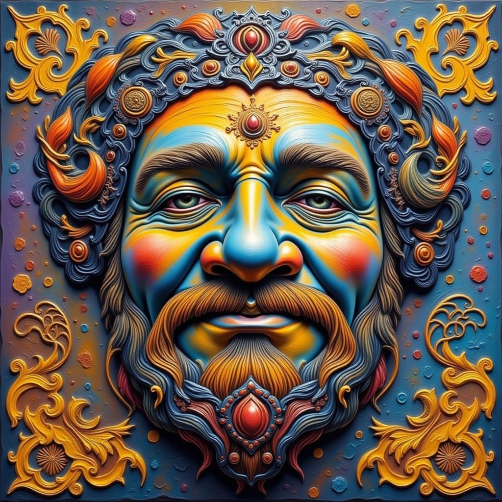 Textured Impasto Portrait of a Man