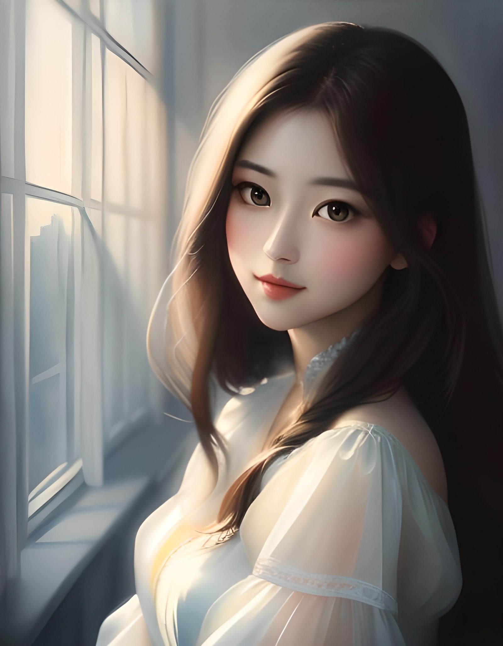 Enchanting Watercolor Portrait of a Beautiful Girl