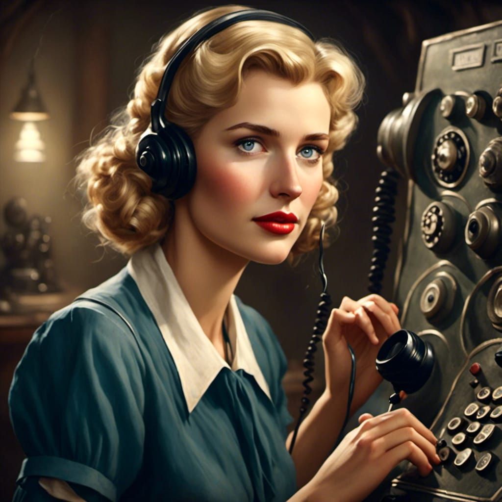 1940s Telephone Operator with Blonde Hair