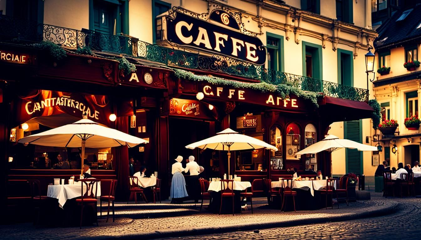 Historical Cafe with Fantasy Decor, Ground-Level View