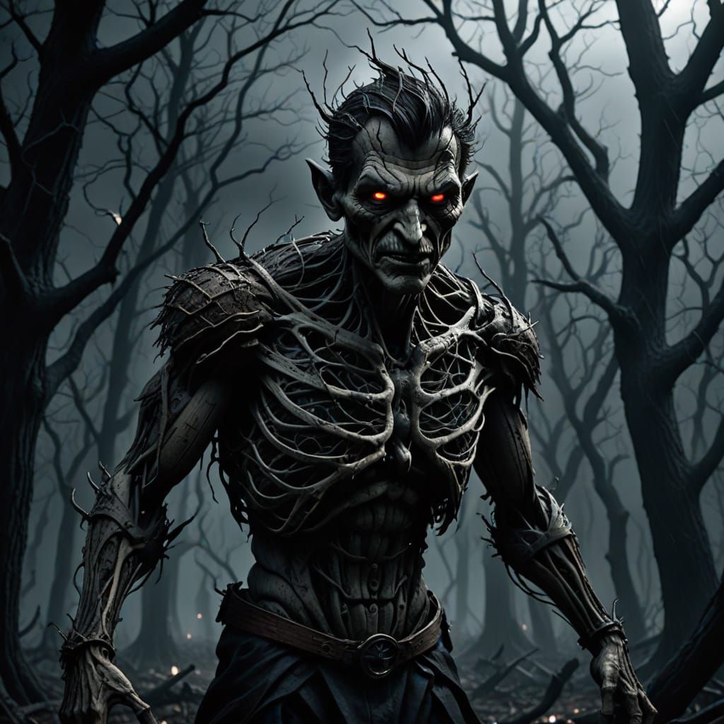 Menacing Pinocchio Mutant in Dark Fantasy Style