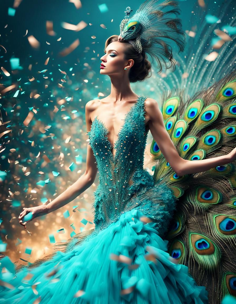 Celebrating in a Peacock Turquoise Gown