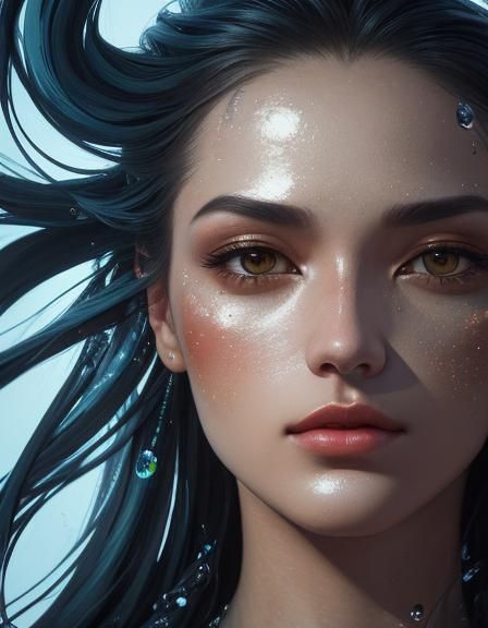 Surreal Woman Emerges From Water in Abstractionism Style