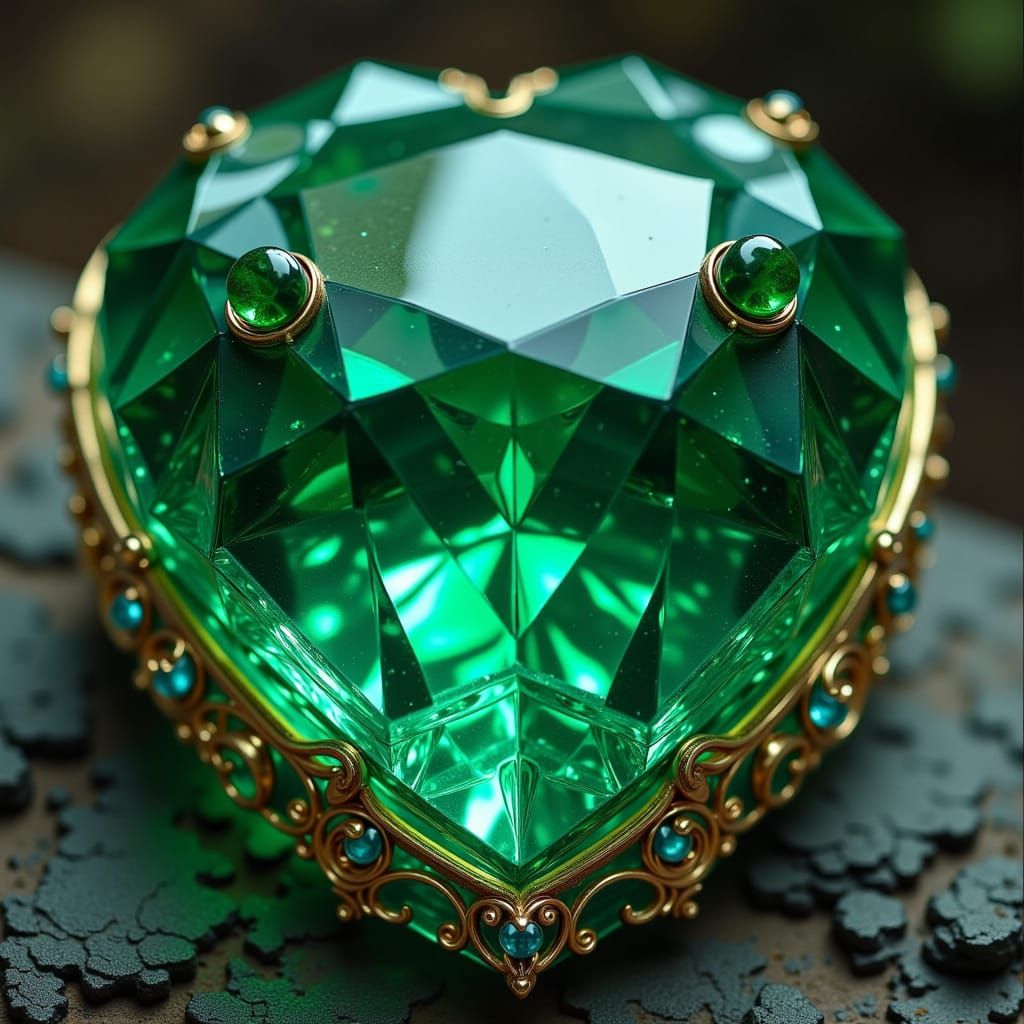 Emerald Gemstone in Art Nouveau Style