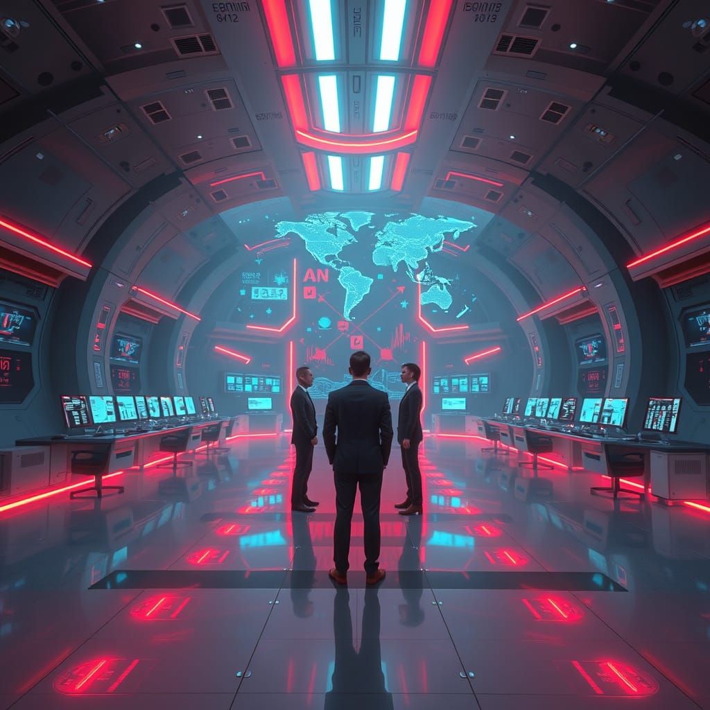 Futuristic Investment Hub in Neon Genesis Evangelion Style