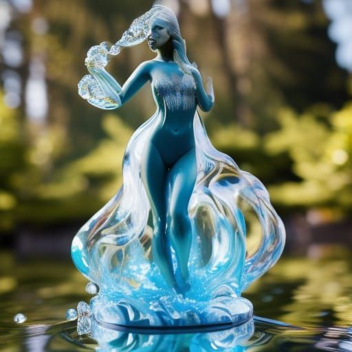 Water Elemental Undine in Hyperdetailed Digital Art