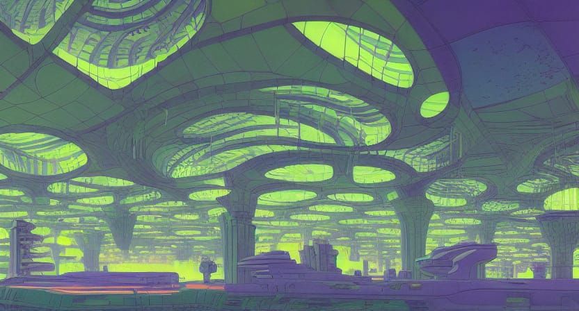 Vibrant Underground City Inspired by Architectural Rendering...