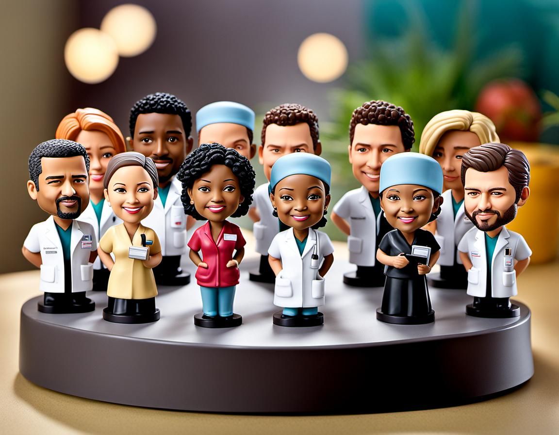 A Greys Anatomy bobblehead tribute set
