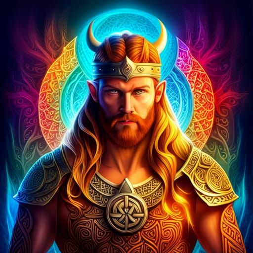 Viking God of Light in Celtic Fantasy Art