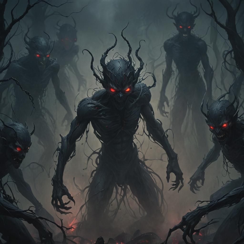 Shadow Demons Consume World in Dark Fantasy Illustration