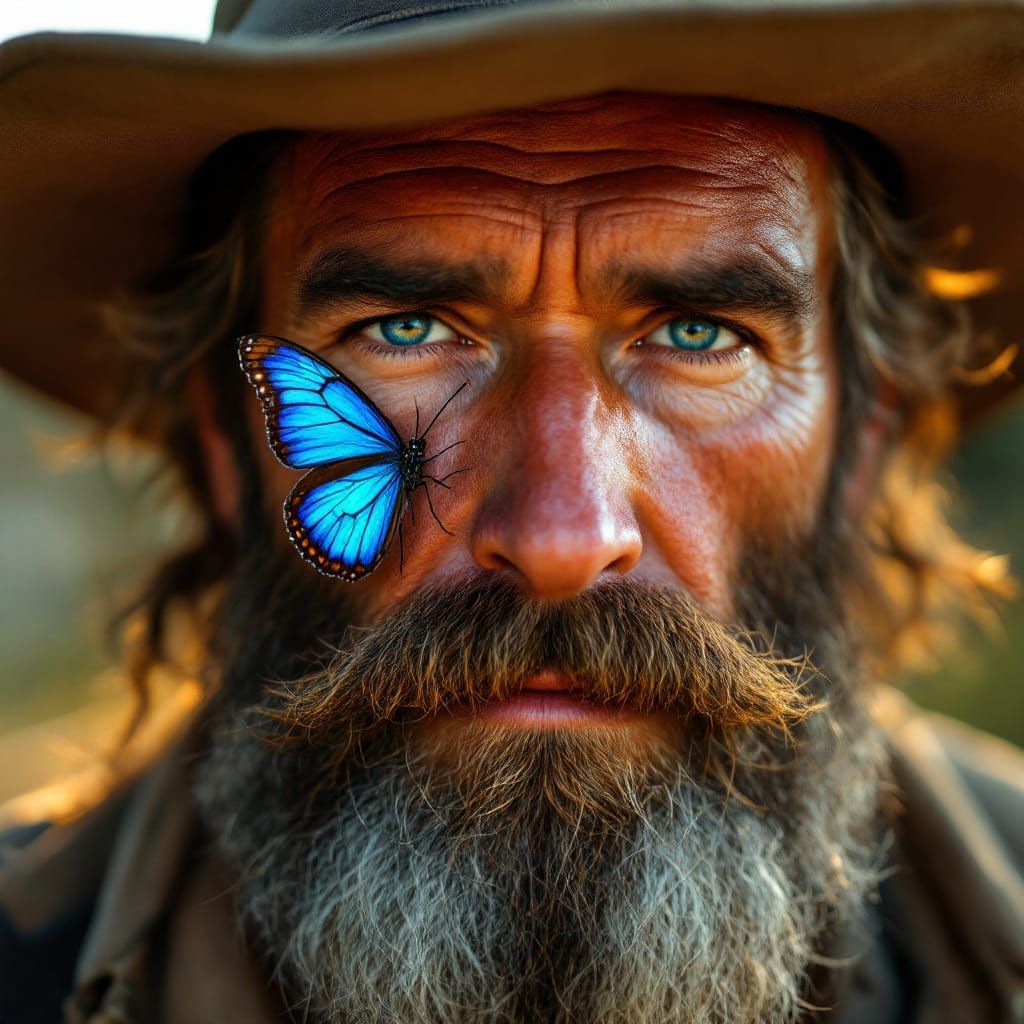 Italian Geologist Portrait with Blue Butterfly