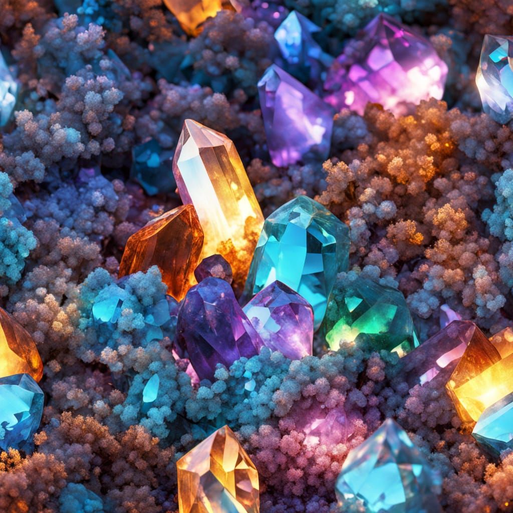 Crystalline Plants in Sunlight: A Digital Painting