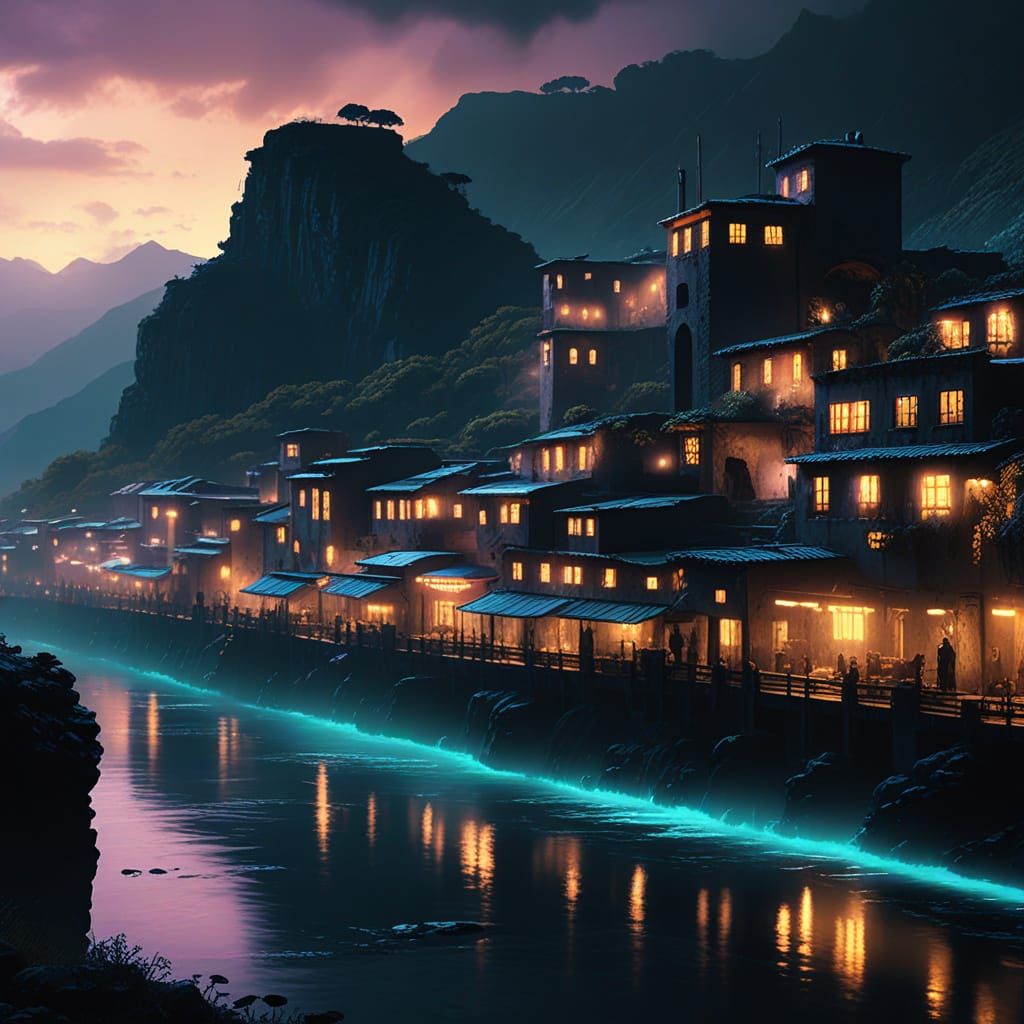 Neon-Lit Sorrento Coast: Futuristic Impressionism