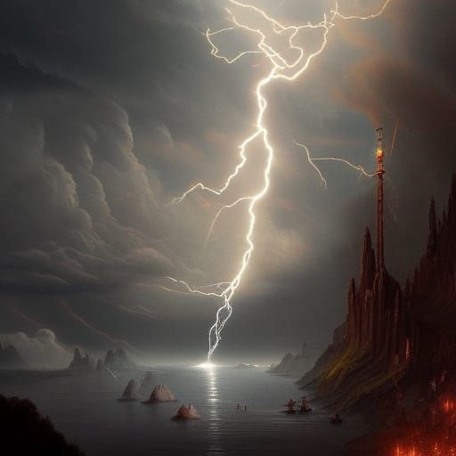 Electrifying Flow: A Fantastical Matte Painting of Electrici...