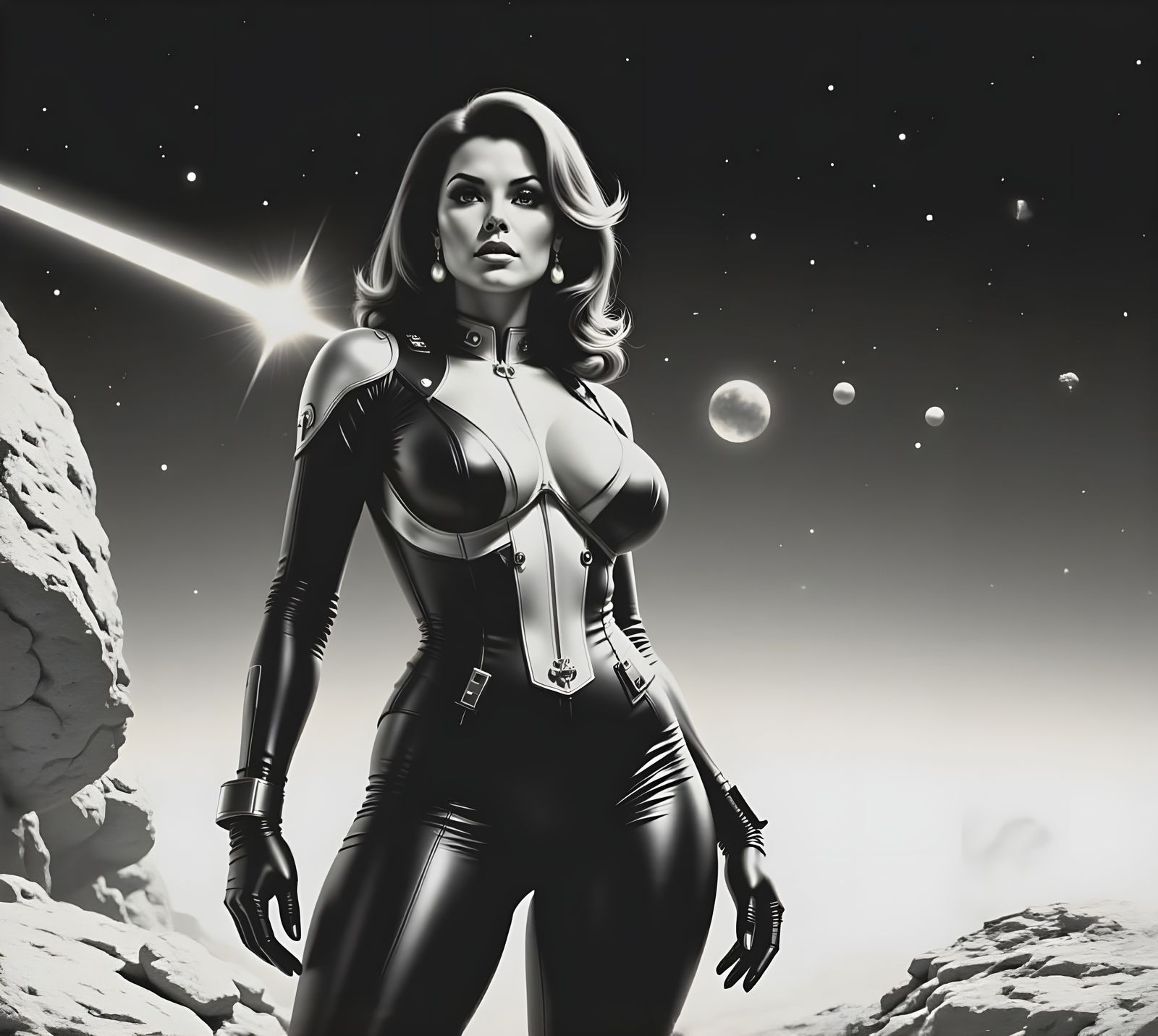 Space Soldier on Alien Planet as Impasto Painting