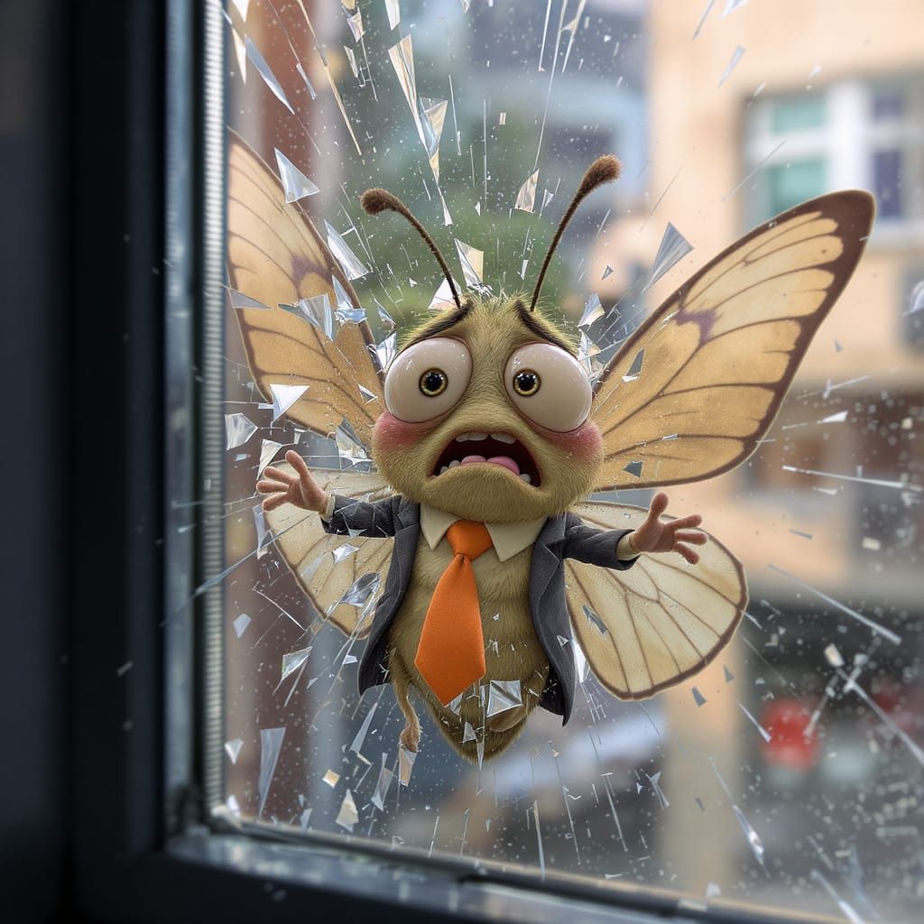 Dazed Butterfly in Suit, Pixar-Style CGI