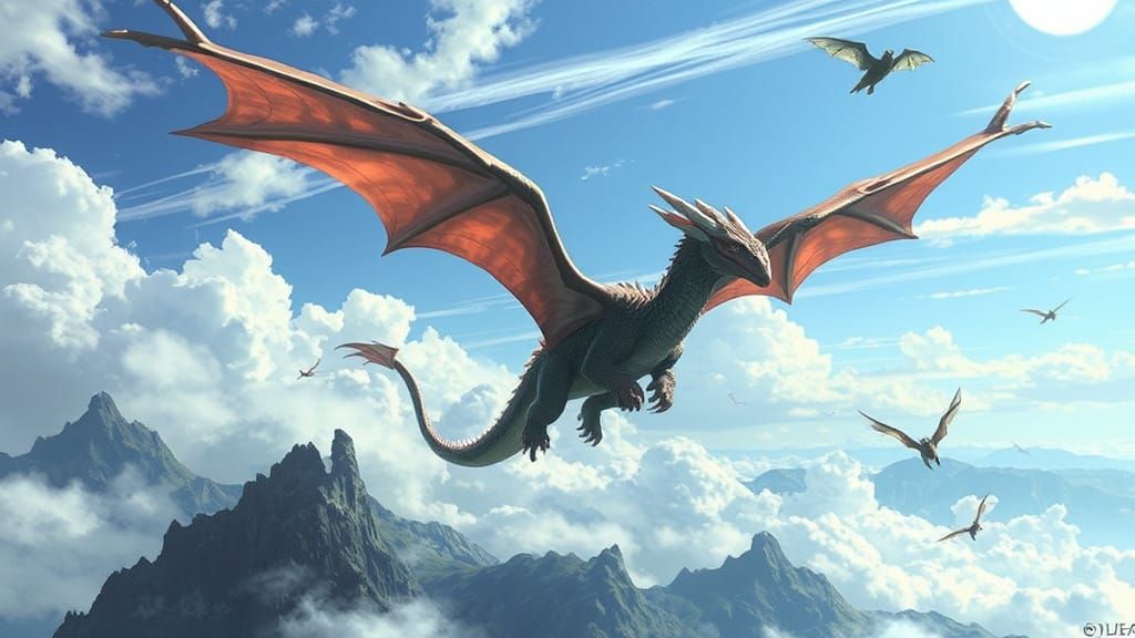 Eastern Dragon Soaring Over Thailand Mountains