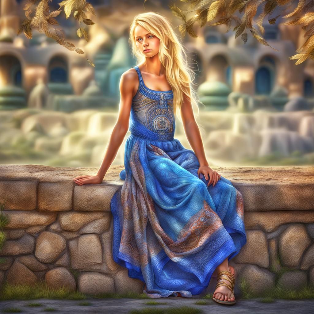 Blonde Goddess Portrait in Detailed Realism